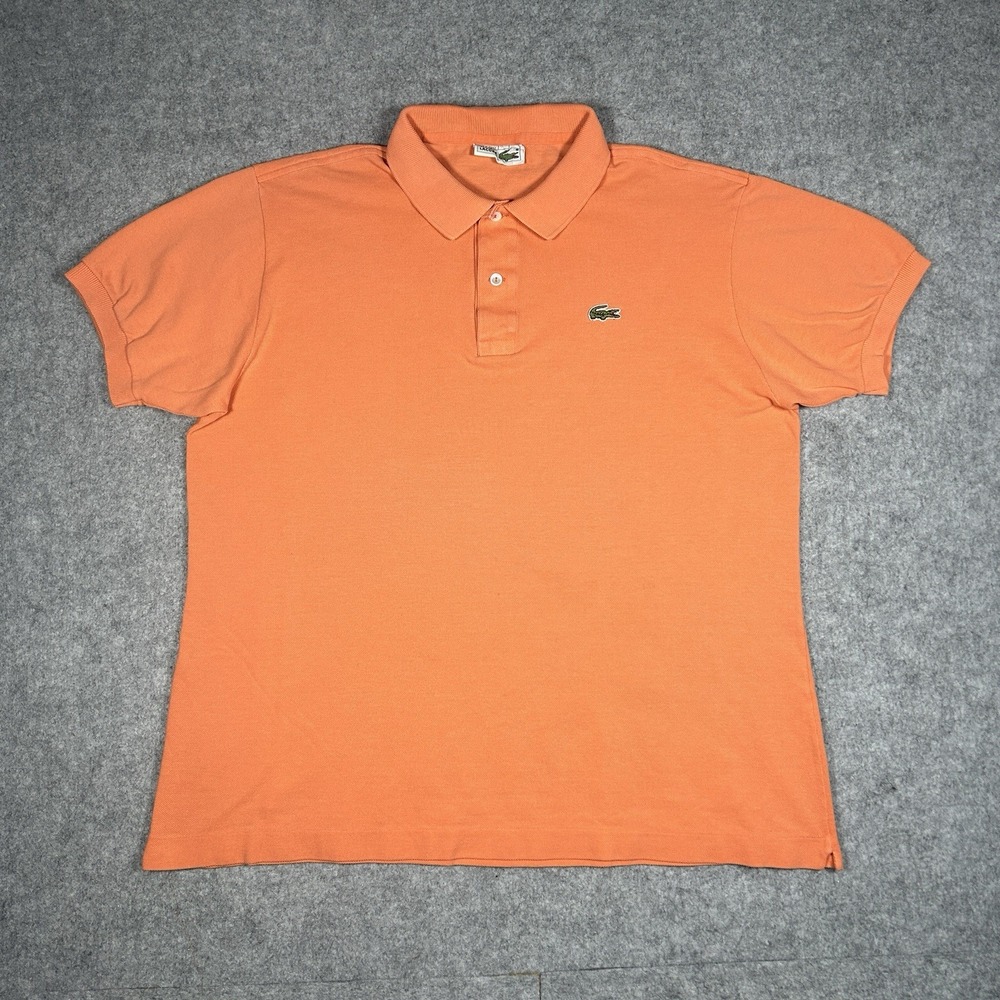Vintage Chemise Lacoste Polo Shirt Men's Size 7 XL Orange‎ Cuffed Preppy 1980's